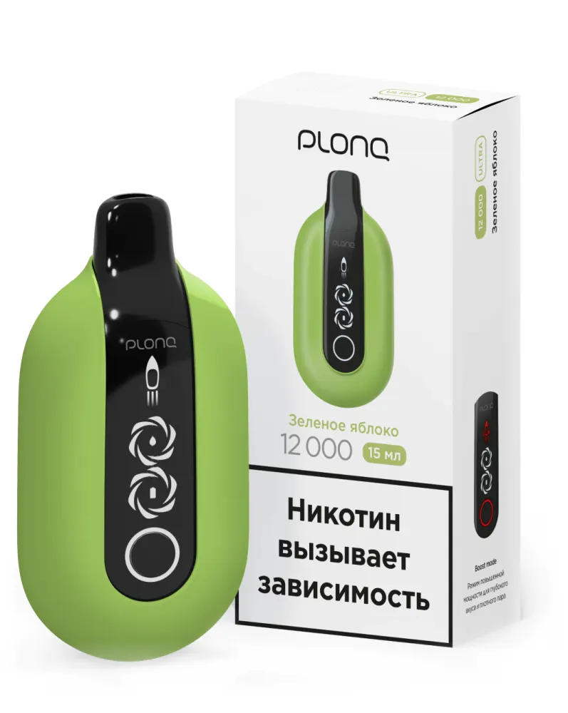 картинка PLONQ Ultra 12000 - Зеленое Яблоко от магазина BigSmoke