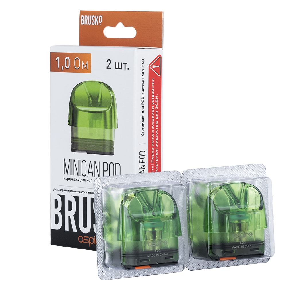 картинка Сменный Картридж Brusko Minican 0.8 Om - Зеленый (2 шт) от магазина BigSmoke