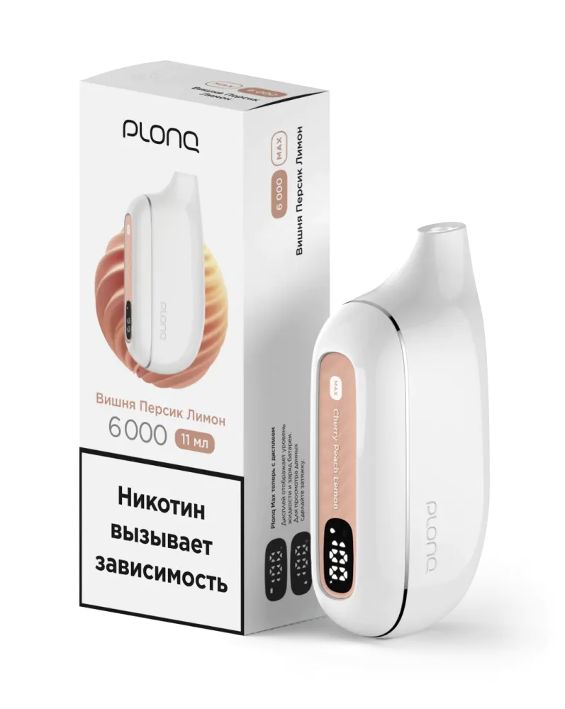 картинка Plonq MAX 6000 - Вишня Персик Лимон от магазина BigSmoke