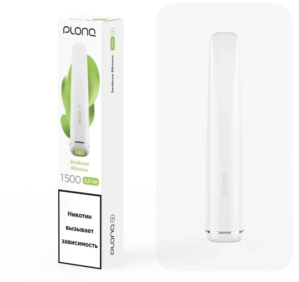 картинка PLONQ Plus 1500 - Зеленое Яблоко от магазина BigSmoke