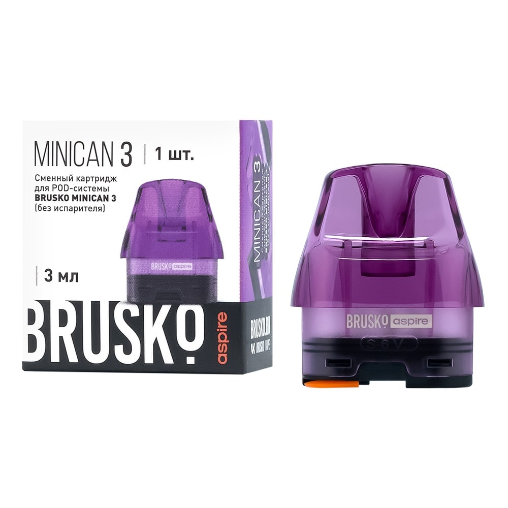 картинка Сменный Картридж Brusko Minican 3 (без испарителя) 3 мл - Фиолетовый (1 шт) от магазина BigSmoke